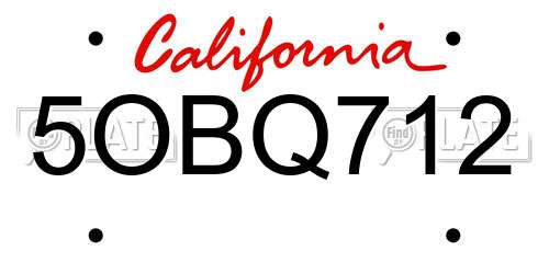 5OBQ712 California License Plate