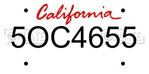 5OC4655 California License Plate