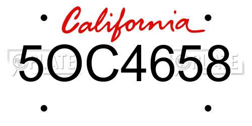 5OC4658 California License Plate