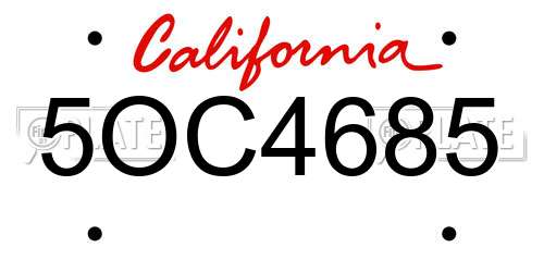 5OC4685 California License Plate