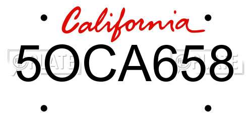 5OCA658 California License Plate