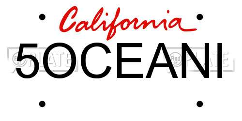 5OCEANI California License Plate