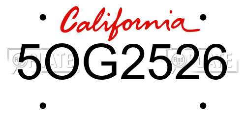 5OG2526 California License Plate