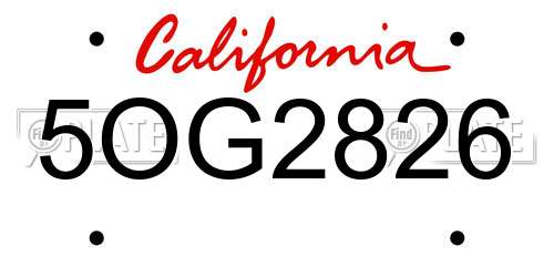 5OG2826 California License Plate