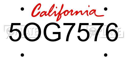 5OG7576 California License Plate