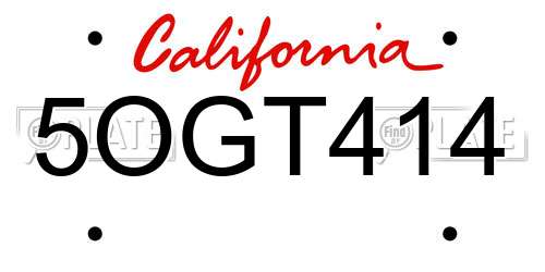 5OGT414 California License Plate