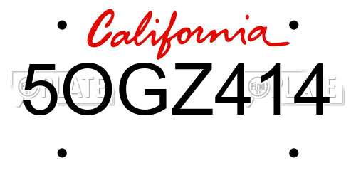 5OGZ414 California License Plate
