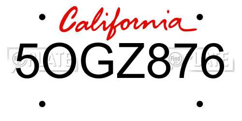 5OGZ876 California License Plate