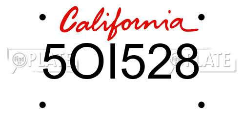 5OI528 California License Plate