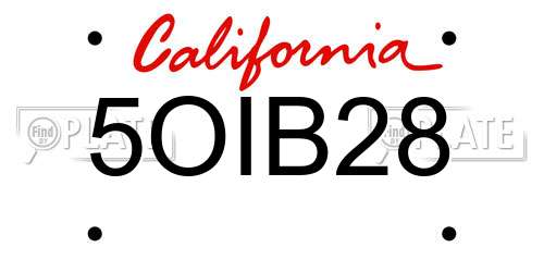 5OIB28 California License Plate