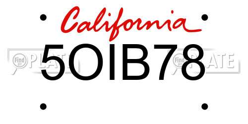 5OIB78 California License Plate