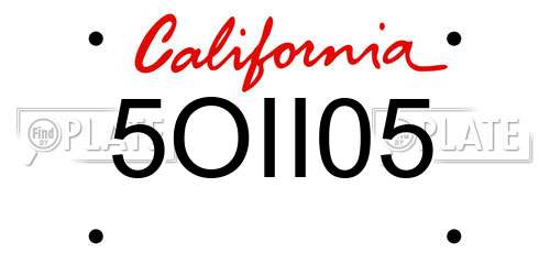 5OII05 California License Plate