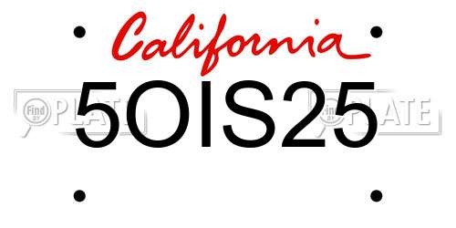 5OIS25 California License Plate