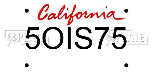 5OIS75 California License Plate