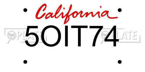 5OIT74 California License Plate
