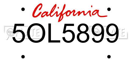 5OL5899 California License Plate
