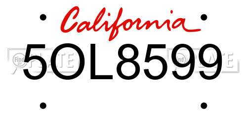 5OL8599 California License Plate