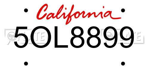 5OL8899 California License Plate