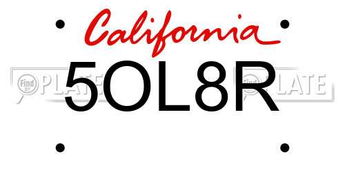 5OL8R California License Plate