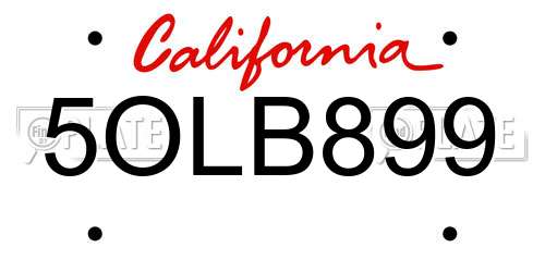 5OLB899 California License Plate