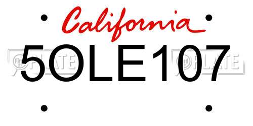 5OLE107 California License Plate