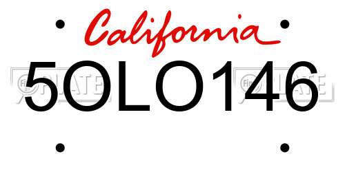 5OLO146 California License Plate