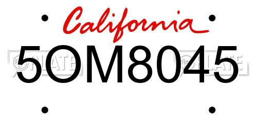 5OM8045 California License Plate