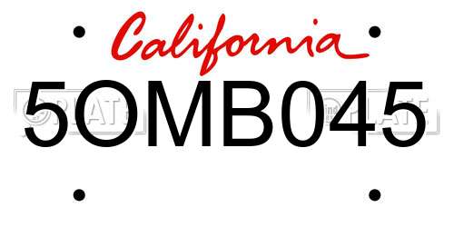5OMB045 California License Plate