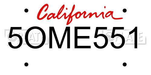 5OME551 California License Plate