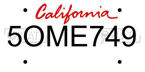 5OME749 California License Plate