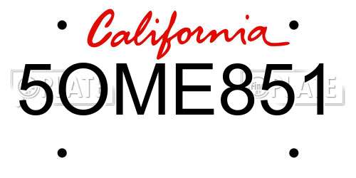 5OME851 California License Plate