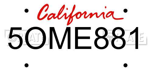 5OME881 California License Plate