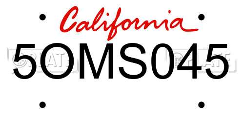 5OMS045 California License Plate