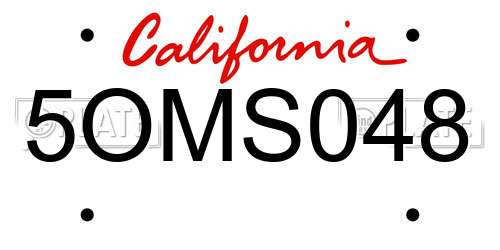 5OMS048 California License Plate