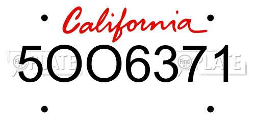 5OO6371 California License Plate