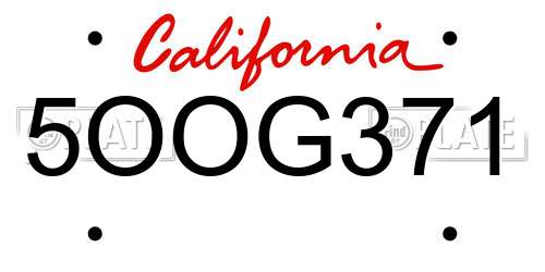 5OOG371 California License Plate