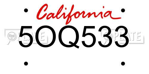 5OQ533 California License Plate