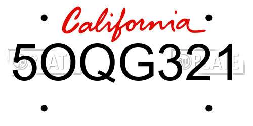 5OQG321 California License Plate