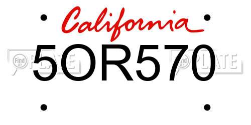 5OR570 California License Plate