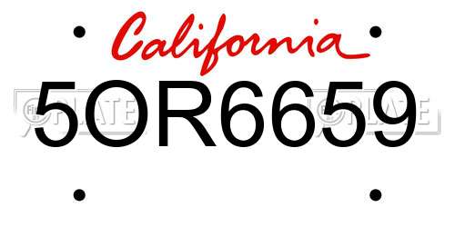 5OR6659 California License Plate