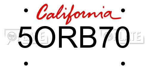 5ORB70 California License Plate