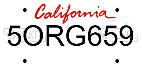 5ORG659 California License Plate