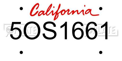 5OS1661 California License Plate