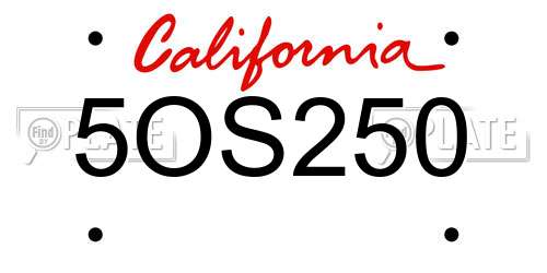 5OS250 California License Plate