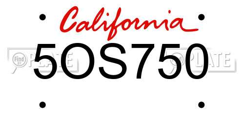 5OS750 California License Plate