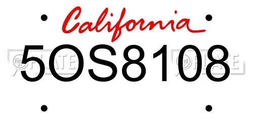 5OS8108 California License Plate