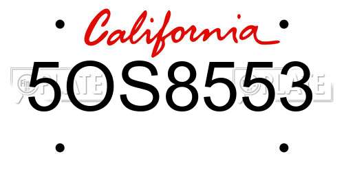 5OS8553 California License Plate