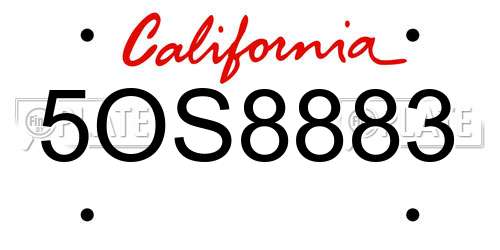 5OS8883 California License Plate