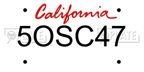 5OSC47 California License Plate