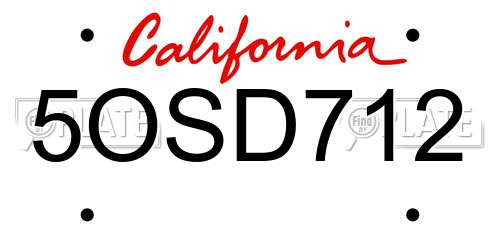 5OSD712 California License Plate